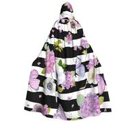 YQxwJL Cape longue à capuche imprimée fleur papillon 1 pour cosplay, Noël, carnaval, fête costumée