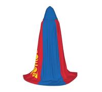 YQxwJL Cape longue à capuche pour adolescent avec imprimé drapeau mongol, costume de carnaval pour fête de jeunes, cosplay, déguisement