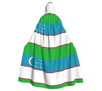 YQxwJL Cape médiévale à capuche avec drapeau de la République d'Ouzbékistan - Costume de carnaval - Cadeau pour homme et femme
