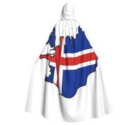 YQxwJL Cape médiévale à capuche avec imprimé carte du drapeau de l'Islande - Cadeau idéal pour homme et femme