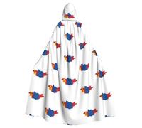 YQxwJL Cape médiévale à capuche avec imprimé carte du drapeau mongol - Cadeau idéal pour homme et femme