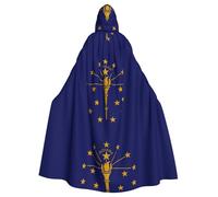 YQxwJL Cape médiévale à capuche avec imprimé drapeau de l'État de l'Indiana, costume de carnaval, cadeau pour homme et femme, cape médiévale avec capuche