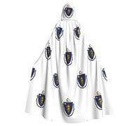 YQxwJL Cape médiévale à capuche avec imprimé drapeau de l'État du Massachusetts - Cadeau pour homme et femme