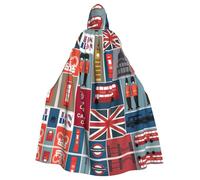 YQxwJL Cape médiévale à capuche avec imprimé symboles de l'Angleterre - Cadeau pour homme et femme