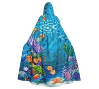 YQxwJL Cape médiévale à capuche pour homme et femme, motif tortue de mer, poisson tropical, étoile de mer