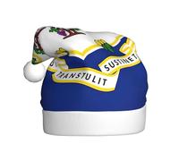YQxwJL Chapeau de Père Noël imprimé drapeau de l'État du Connecticut, chapeaux de Noël en peluche, couvre-chefs festifs, pour fêtes de Noël, usage quotidien