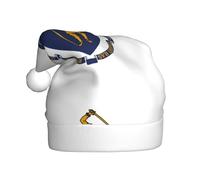 YQxwJL Chapeau de Père Noël imprimé drapeau de l'État du Massachusetts, chapeaux de Noël en peluche, couvre-chefs festifs, pour fêtes de Noël, usage quotidien
