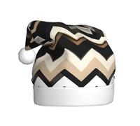YQxwJL Chapeau de Père Noël imprimé zigzag noir blanc brun clair, chapeaux de Noël pour adultes, chapeaux de vacances de Noël pour femmes et hommes, couvre-chef confortable pour fête de vacances