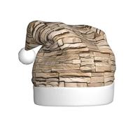 YQxwJL Chapeau de Père Noël rustique avec impression murale en brique, chapeaux de Noël en peluche, couvre-chef festif, pour fêtes de Noël à porter au quotidien