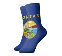 YQxwJL Chaussettes de sport longues sans couture avec imprimé drapeau de l'État du Montana - Unisexe - Respirantes et confortables