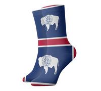 YQxwJL Chaussettes de sport longues sans couture avec imprimé drapeau de l'État du Wyoming - Unisexe - Respirant et confortable