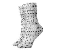 YQxwJL Chaussettes de sport longues sans couture avec imprimé notes de musique - Unisexe - Respirant et confortable