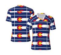 YQxwJL Colorado State Flag Print Big and Tall Football Shirts for Men, Inclusive Size Football Jersey Men for Games and Gifts, Noir , 3XL