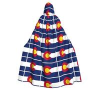 YQxwJL Colorado State Flag Print Cape à capuche pour femme Manteau d'hiver chaud Long Cape Cosplay Costumes Mascarade Dress Up