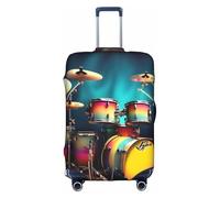 YQxwJL Cool Drums Set Housse de Bagage de Voyage Imprimée, Housse de Protection Élastique pour Valise à Bagages de 45,7 à 81,3 cm, blanc, X-Large