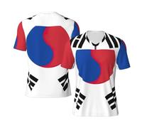 YQxwJL Drapeau de la République de Corée imprimé Big and Tall Football Shirts pour hommes, taille inclusive maillot de football pour hommes pour jeux et cadeaux, Noir , XL