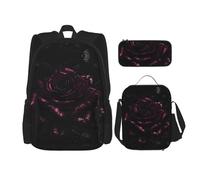 YQxwJL Ensemble de sac à dos 3 en 1, imprimé extraterrestre vert, sacs à dos de voyage décontractés, avec étui à crayons, sac à déjeuner, Rose gothique, One size