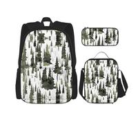 YQxwJL Ensemble de sac à dos 3 en 1, imprimé motif camouflage d'arbres blancs, sacs à dos de voyage décontractés, avec étui à crayons, sac à déjeuner