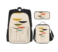 YQxwJL Ensemble de sac à dos 3 en 1, motif amérindien, sac à dos de voyage décontracté, avec étui à crayons, sac à déjeuner, Impressions modernes du milieu du siècle, One size