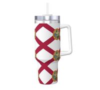 YQxwJL Gobelet imprimé drapeau de l'État de Floride avec poignée couvercle paille, tasse à café chaud/froid pour homme et femme, cadeau d'anniversaire