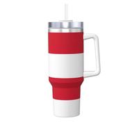 YQxwJL Gobelet imprimé drapeau de Monaco avec poignée couvercle paille, tasse à café chaud/froid pour homme et femme, cadeau d'anniversaire