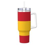 YQxwJL Gobelet imprimé drapeau espagnol avec poignée couvercle paille, tasse à café chaud/froid pour homme et femme, cadeau d'anniversaire