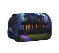 YQxwJL Grande trousse à crayons avec fermeture éclair - Motif manoir hanté - Noir