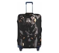 YQxwJL Housse de bagage de voyage avec imprimé carlin noir mignon - Taille standard - 2_00x - Housse de protection élastique pour valise de 45,7 à 81,3 cm, blanc, Grand