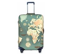 YQxwJL Housse de bagage de voyage avec imprimé carte du monde rétro, housse de protection élastique pour valise de 45,7 à 81,3 cm, blanc, Petit