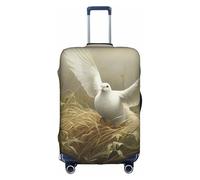 YQxwJL Housse de protection élastique pour valise de 45,7 à 81,3 cm Motif herbe et colombe, blanc, Moyen