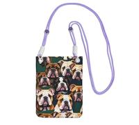 YQxwJL Joli sac à bandoulière imprimé bouledogue anglais pour homme et femme, mini porte-monnaie décontracté, sac de téléphone antivol pour randonnée, voyage, violet, Taille unique