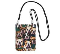 YQxwJL Joli sac à bandoulière imprimé bouledogue anglais pour homme et femme, mini porte-monnaie décontracté, sac de téléphone antivol pour randonnée, voyage, noir, Taille unique