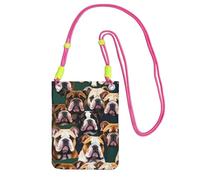 YQxwJL Joli sac à bandoulière imprimé bouledogue anglais pour homme et femme, mini porte-monnaie décontracté, sac de téléphone antivol pour randonnée, voyage, Fuchusia, Taille unique