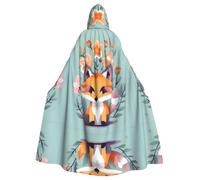 YQxwJL Jolie cape d'Halloween avec capuche pour homme avec motif renard et fleurs - Cape Renaissance pour adulte - Cape de sorcière pour cosplay