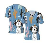 YQxwJL Llama Cactus Desert Plant Print Big and Tall Football Shirts for Men, Inclusive Size Football Jersey Men for Games and Gifts, Noir , XL