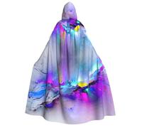 YQxwJL Longue cape à capuche imprimée aurore boréale pour adulte, costume pour fête, femme, homme, carnaval, bal masqué