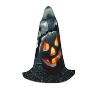 YQxwJL Longue cape à capuche imprimée citrouille lanterne pour adolescent, robe de carnaval, déguisement pour fête de jeunes, cosplay