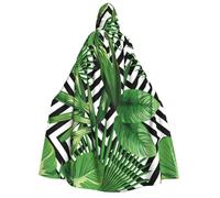 YQxwJL Longue cape à capuche pour adulte, motif feuilles vertes de palmier, plante tropicale, costume pour fête, femme, homme, carnaval, bal masqué