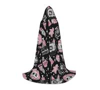 YQxwJL Longue cape d'Halloween à capuche avec imprimé citrouille chat pour adolescent, costume de carnaval pour fête de jeunes, cosplay, déguisement