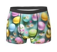 YQxwJL Lot de 1 caleçon pour homme avec imprimé léopard, boxer en coton doux et respirant, Joyeuses fêtes de Pâques, Medium