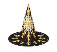 YQxwJL Lot de 2 chapeaux de sorcière de Noël dorés avec imprimé flocon de neige pour Halloween