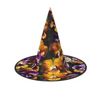 YQxwJL Lot de 2 chapeaux de sorcière d'Halloween avec impression de pensée pour Halloween, chapeau de sorcière, cosplay, accessoires de fête pour femme