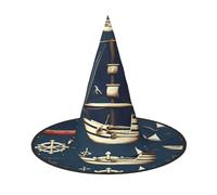 YQxwJL Lot de 2 chapeaux de sorcière nautiques à thème pirate avec imprimé Halloween - Chapeau de sorcière - Cosplay - Accessoires de fête pour femme