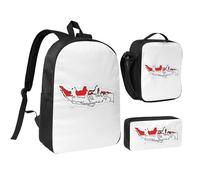 YQxwJL Lot de 3 sacs à dos avec boîte à déjeuner et trousse à crayons - Motif drapeau indonésien - Unisexe