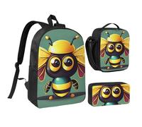 YQxwJL Lot de 3 sacs à dos avec boîte à déjeuner et trousse à crayons pour voyage, travail, camping, unisexe