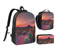 YQxwJL Lot de 3 sacs à dos avec boîte à déjeuner et trousse à crayons pour voyage, travail, camping - Unisexe