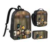 YQxwJL Lot de 3 sacs à dos avec boîte à déjeuner et trousse à crayons pour voyage, travail, camping, unisexe