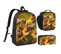 YQxwJL Lot de 3 sacs à dos avec boîte à déjeuner et trousse à crayons pour voyage, travail, camping, unisexe