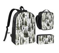 YQxwJL Lot de 3 sacs à dos avec boîte à déjeuner et trousse à crayons pour voyage, travail, camping Unisexe