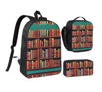YQxwJL Lot de 3 sacs à dos avec boîte à déjeuner et trousse à crayons pour voyage, travail, camping, unisexe